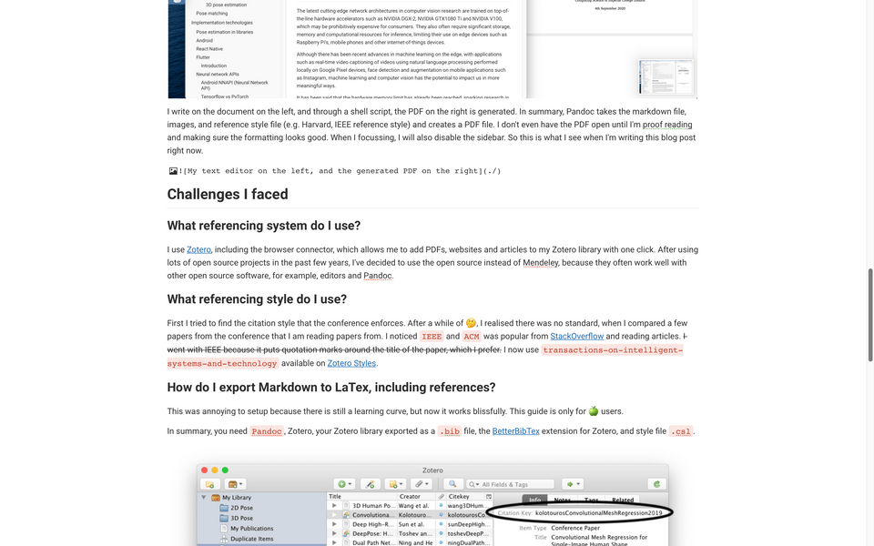 My text editor on the left, and the generated PDF on the right My text editor on the left, and the generated PDF on the right