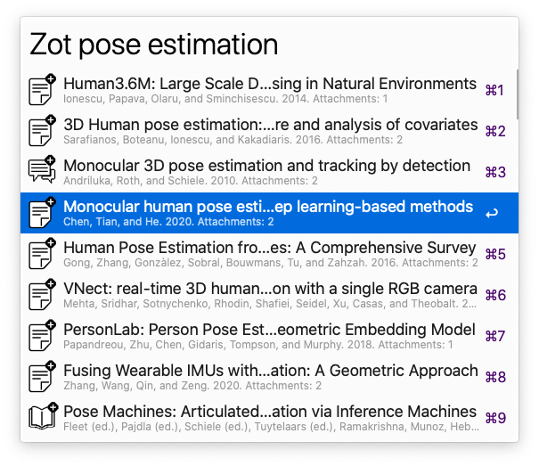 Alfred using the Zotero plugin Alfred using the Zotero plugin