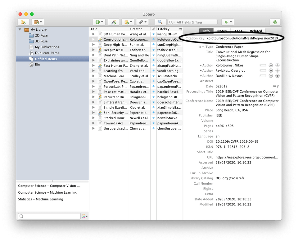 Screenshot of Zotero website with Citation Key highlighted in the top right Screenshot of Zotero website with Citation Key highlighted in the top right